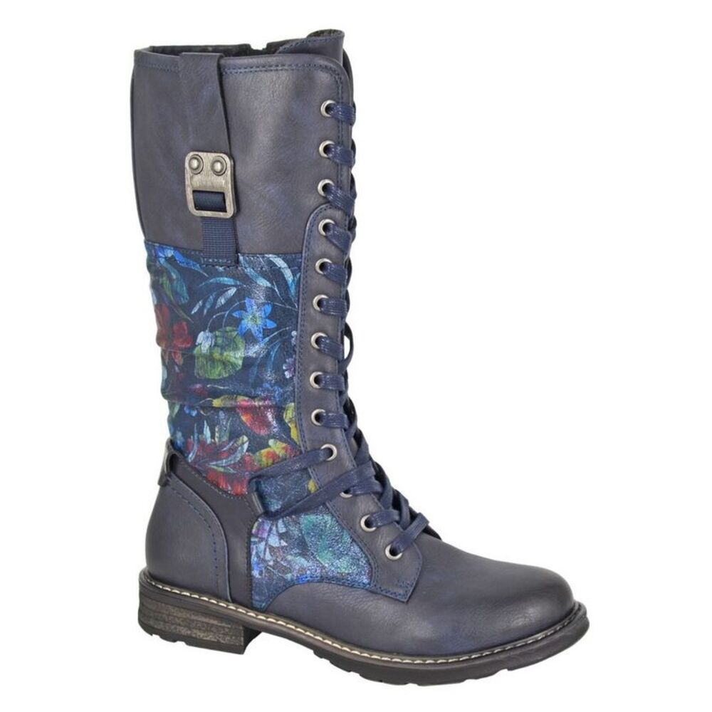 Cipriata Womens/Ladies Floral Calf Boots / Navy